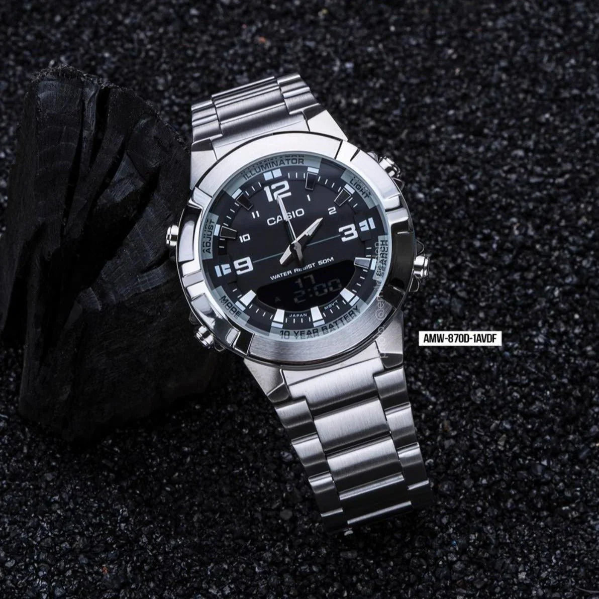 Casio Analog AMW-870D-1AVDF Mens Watch With Stainless Steel Band